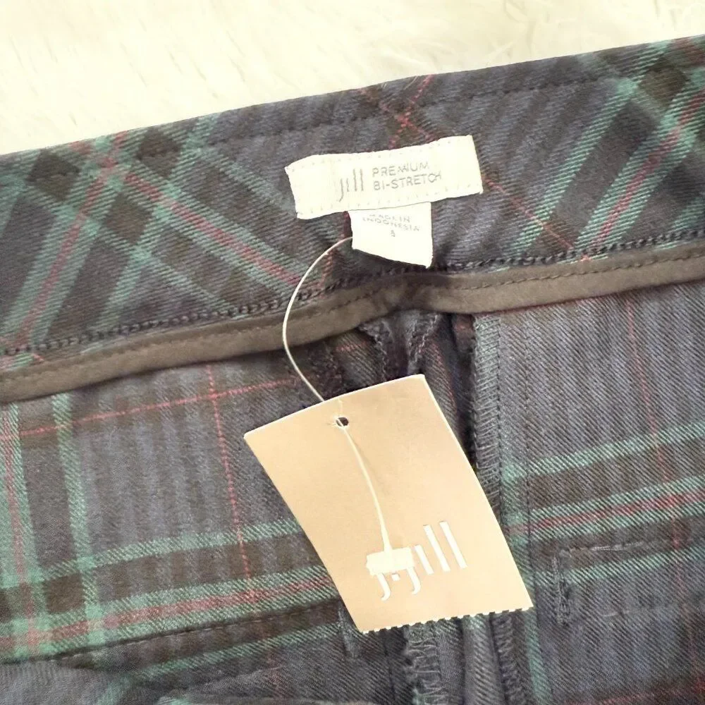 Women J Jill Premium Bi-Stretch Plaid Straight Leg Pants Blue and Green Size 6 - Picture 7 of 11